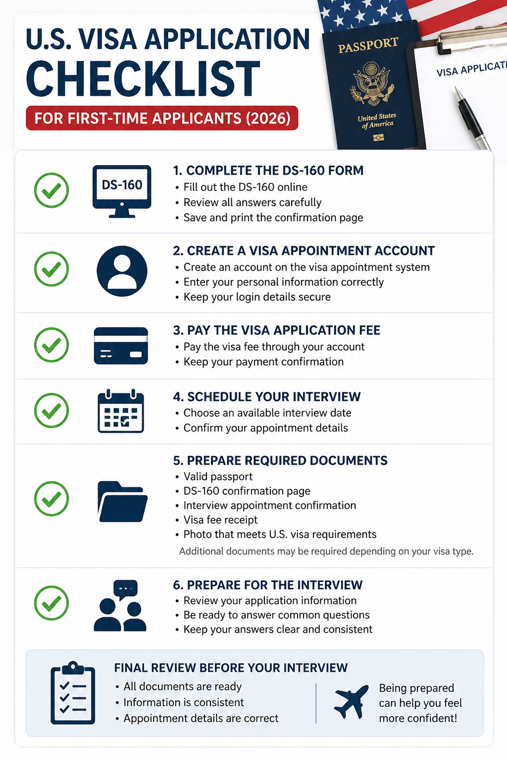 U.S. Visa Application Checklist for First-Time Applicants (2026)